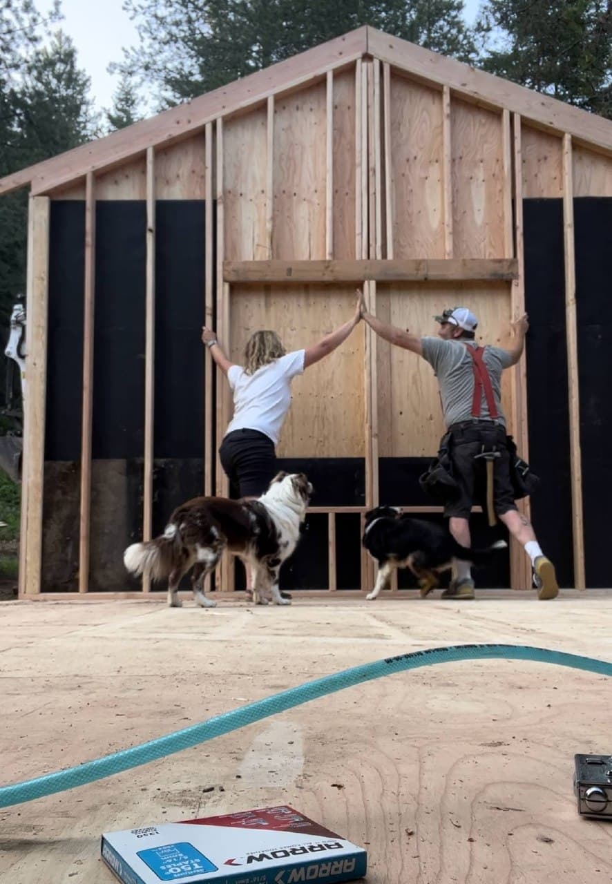 Kelly and Stefaine on subfloor